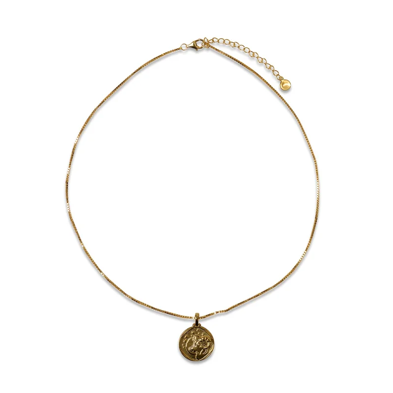 سكوربيورايزينغ قلادة برج الجدي مطلية بالذهب عيار